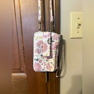 Floral Crossbody Phone Bag - Pink/White